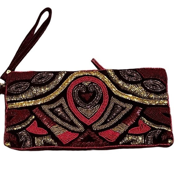 Chico’s New beaded beauty maroon party clutch - Picture 1 of 10